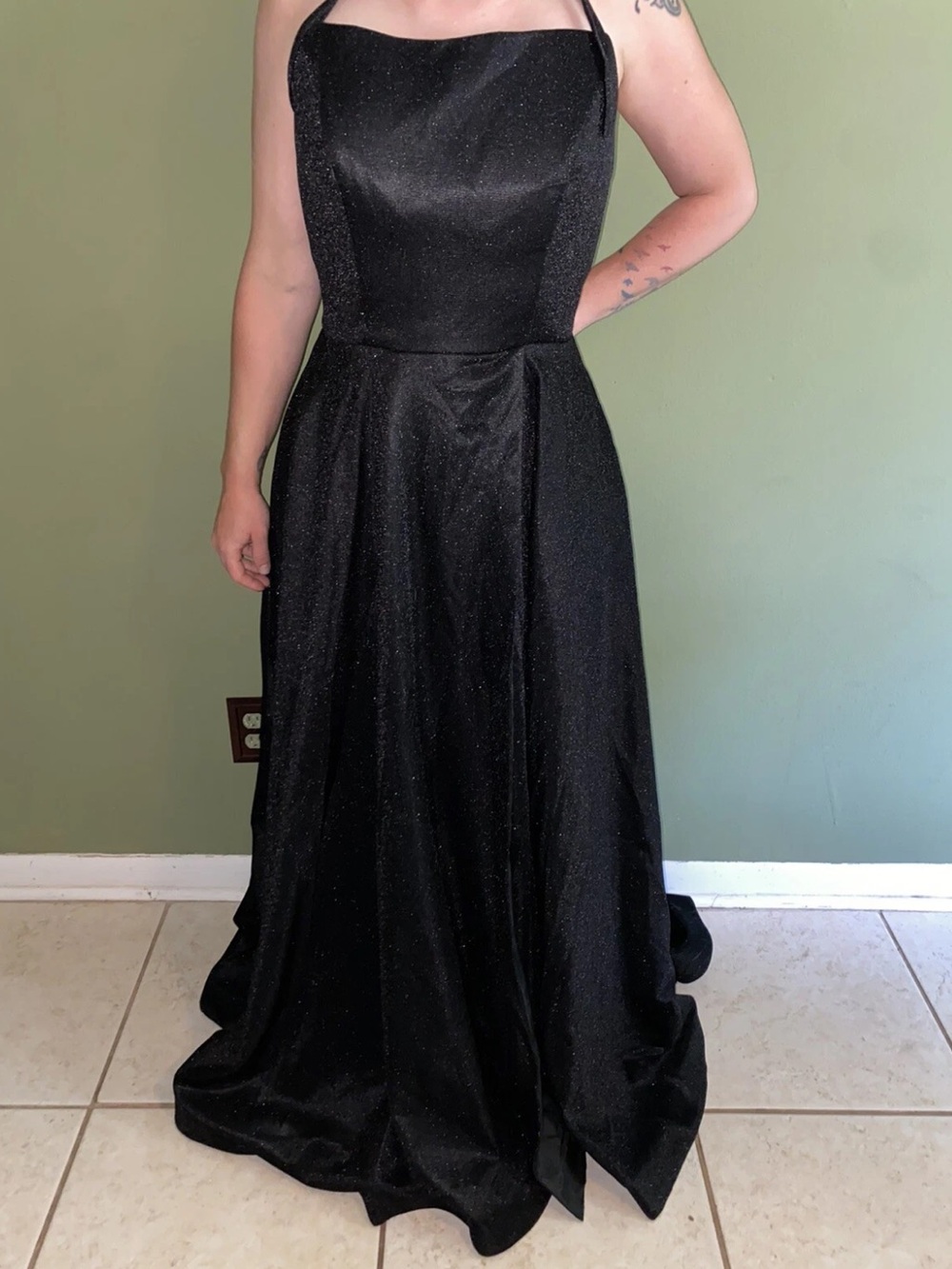 Elegant Black Halter Evening Gown